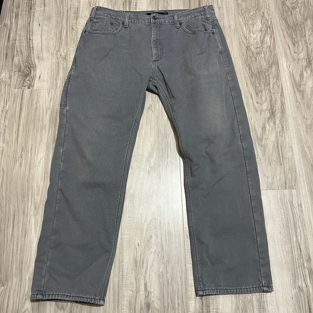 Berkley Jensen Lined Carpenter Pants Mens 38x32 Gray Fleece Lined Work Pants
